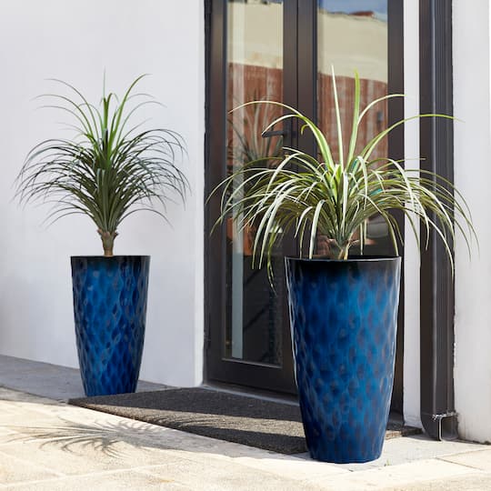 Glitzhome® 23.75" Oversized Wavy Texture Tall Plastic Planters, 2ct.